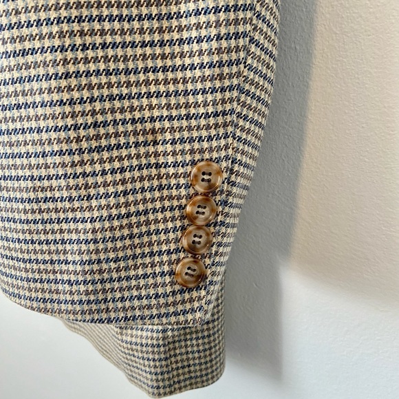 Classic Oscar de la Renta Mini Houndstooth Full Lined Sport Coat Suit Jacket 48L - Picture 7 of 10